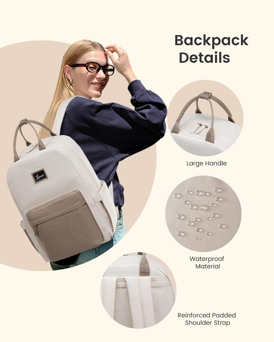 LOVEVOOK Rucksack Damen, Laptop Schulrucksack Teenager Schultasche Mädchen 15.6 Zoll Backpack Women