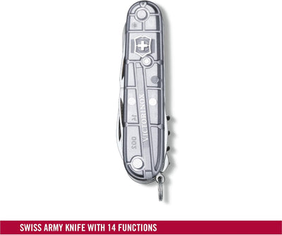 Victorinox Taschenmesser Climber (14 Funktionen, grosse Klinge, Kapselheber) 91mm Silber Transparent