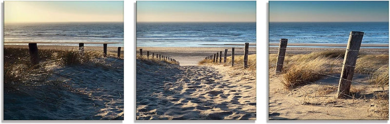 ARTland Glasbilder Wandbild Glas Bild Set 3 teilig je 40x40 cm Quadratisch Strand Meer Küste Nordsee