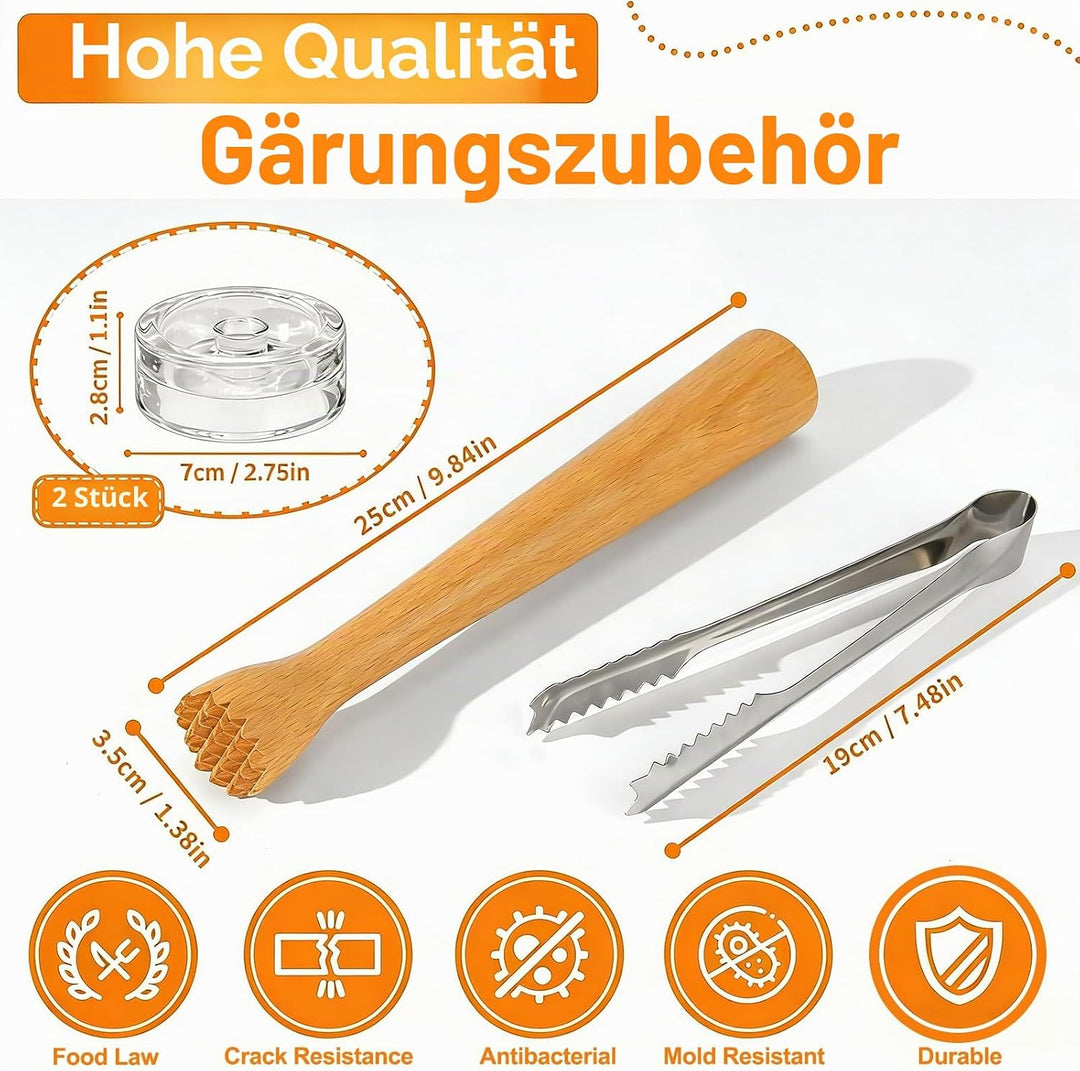 Fermentieren Set, Transparent Glasgewichte, Feramentiergläser mit Gärventil und Gewicht, 4 Stück Fer