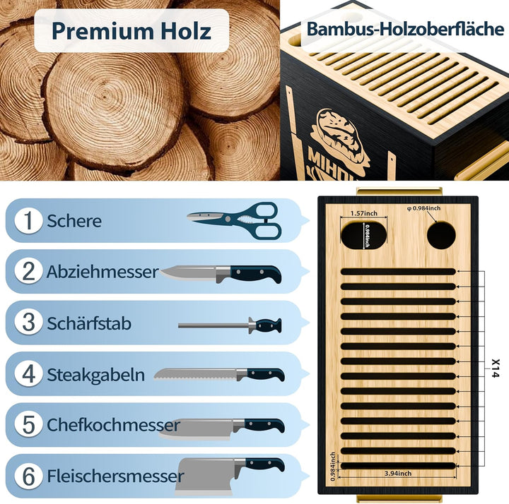 Universal-Messerblock aus Holz mit Schlitzen, Messerhalter/Messer-Organizer aus Holz, einzigartige M
