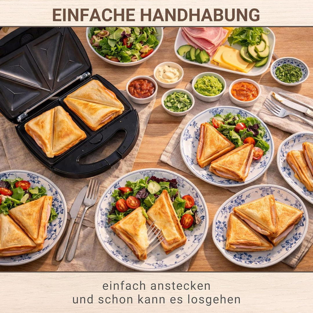 Syntrox Germany Edelstahl Maker Sandwichmaker Chefmaker SM-1300W Sandwich Delight mit herausnehmbare