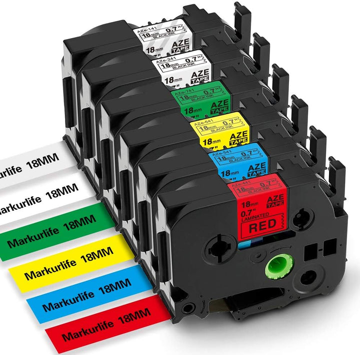 Markurlife kompatible Etikettenband als Ersatz für Brother P-Touch Schriftband 18mm 0,7 Zoll TZ-241