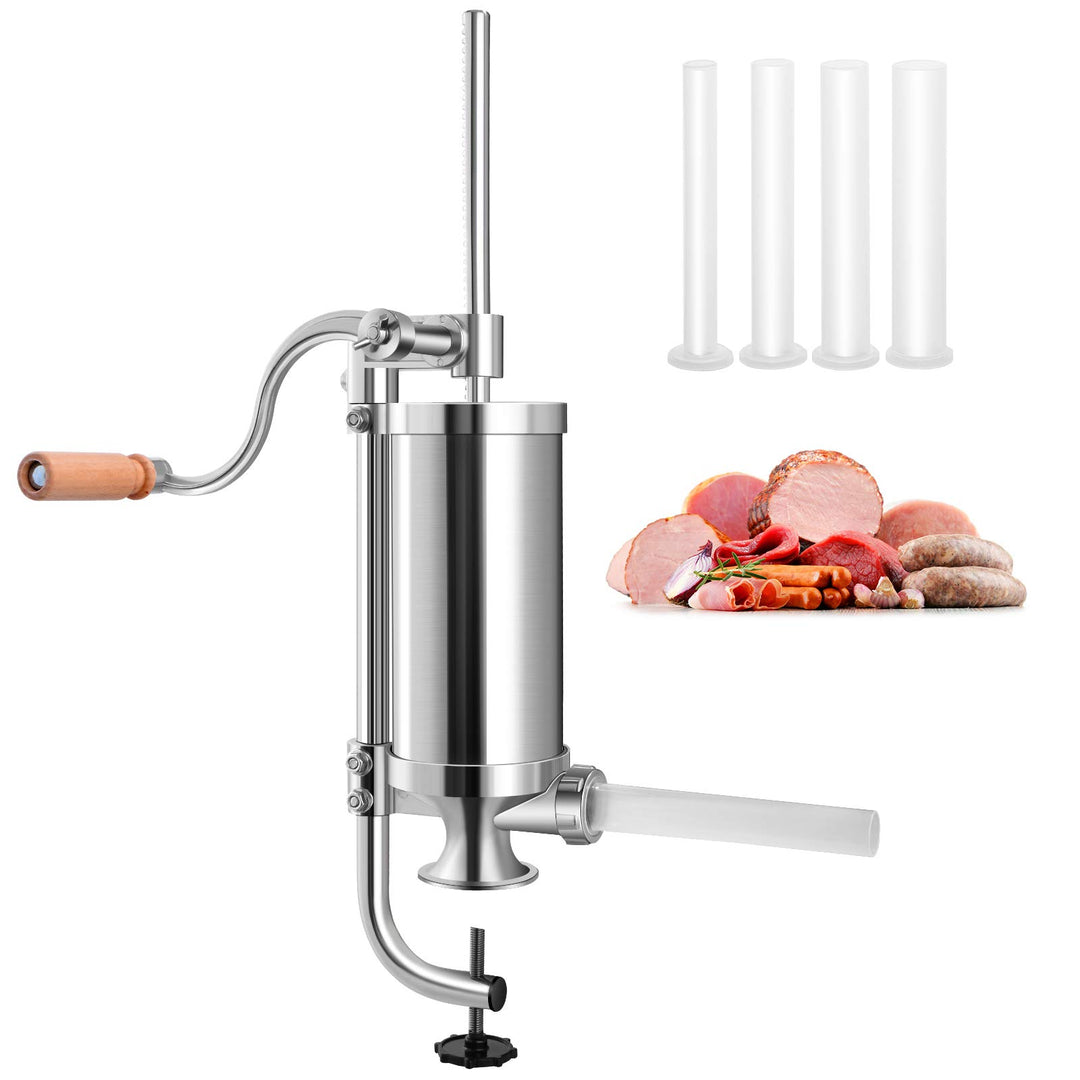 GOPLUS Wurstfüller aus Edelstahl, Wurstfüllmaschine Wurstmaschine Manuell, Wurstpress mit 4 verschie