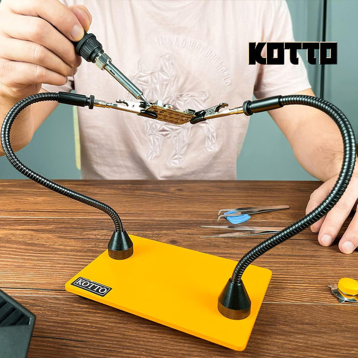 KOTTO Dritte Hand Löthilfe Third Hand Löten Magnetisch Leiterplattenhalter Werkzeug Zwei Arme Helfen