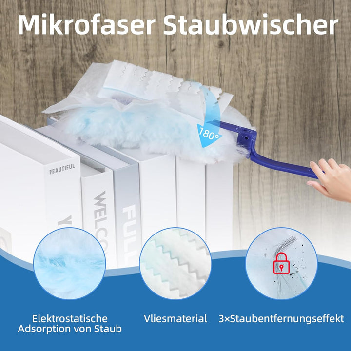 42 Stück Swiffer Staubmagnet Nachfüllpack Set,Swiffer Staubwischer mit 2 Handgriff, Staubwedel für S