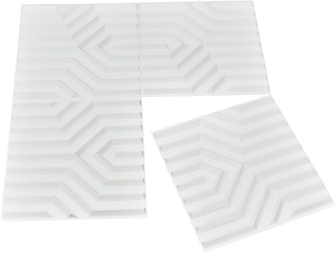 Art3d Wandpaneele PVC 3D geometrisches Mate-Design mattweiss 50 x 50 cm 12 Stück 50x50cm Mattweiss,