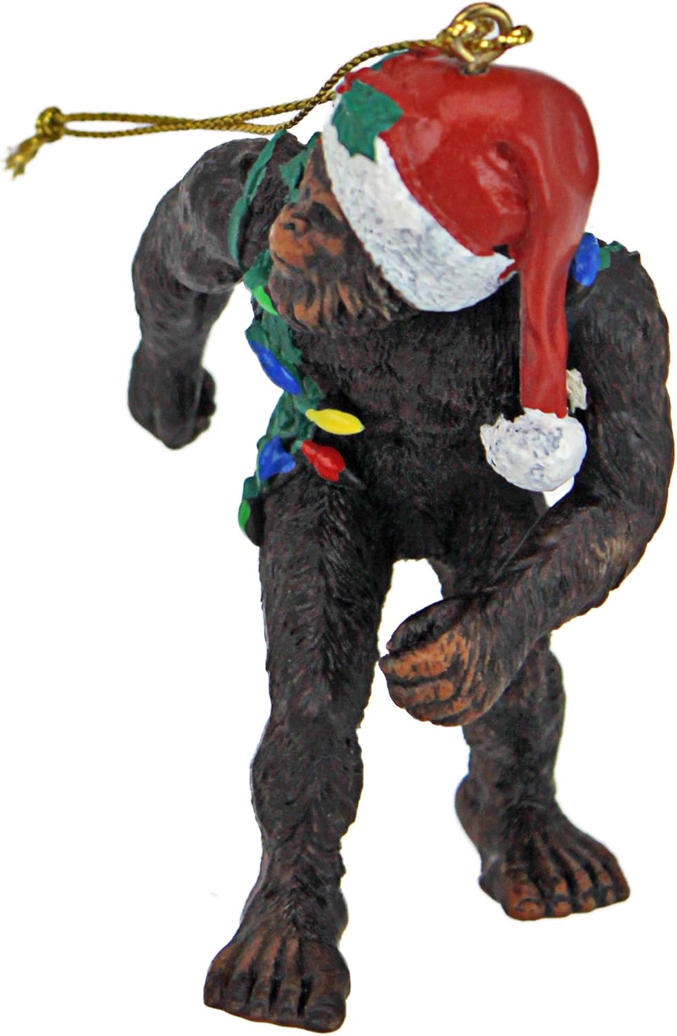 Design Toscano Bigfoot, der Weihnachts-Yeti mit Sabtas Mütze Witzige Weihnachtsbaumdeko, Polyresin,