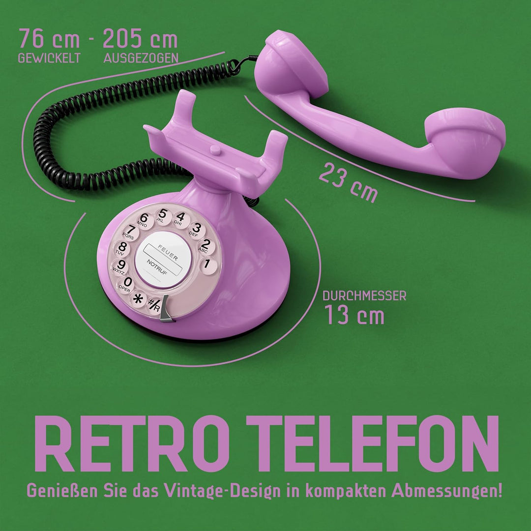 OPIS FunkyFon Cable: Retro Telefon mit Wählscheibe in geschwungenem 1920er Stil mit elektronischer K