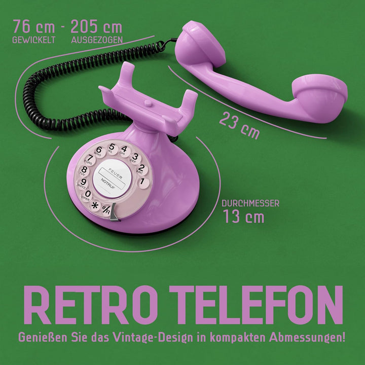 OPIS FunkyFon Cable: Retro Telefon mit Wählscheibe in geschwungenem 1920er Stil mit elektronischer K