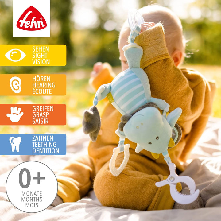 Fehn Activity-Spieltier Drache – Baby Motorikspielzeug für Kinderwagen, Kinderbett und Babyschale zu