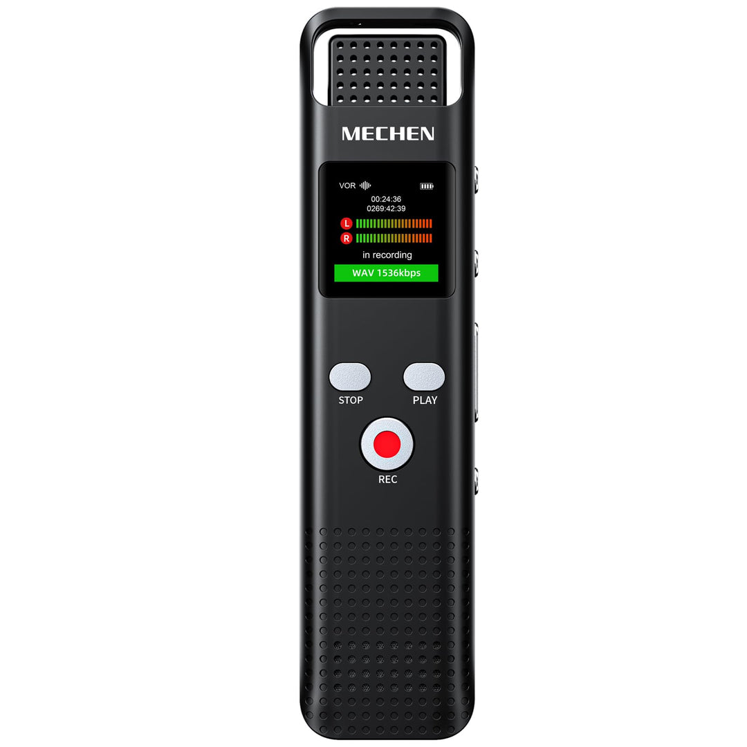 MECHEN V02 Diktiergerät 64GB, 1536Kpbs Digitales Aufnahmegerät mit One-Touch Aufnahme & Rauschunterd