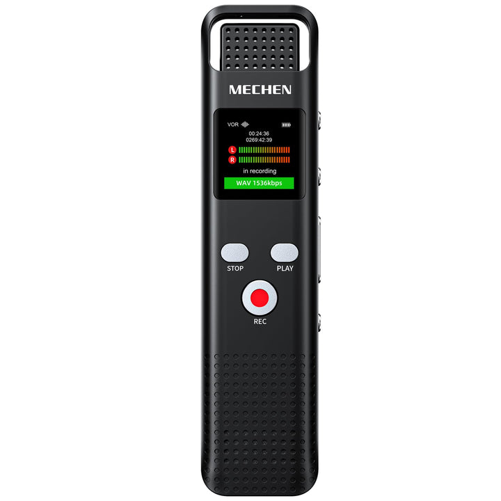 MECHEN V02 Diktiergerät 64GB, 1536Kpbs Digitales Aufnahmegerät mit One-Touch Aufnahme & Rauschunterd