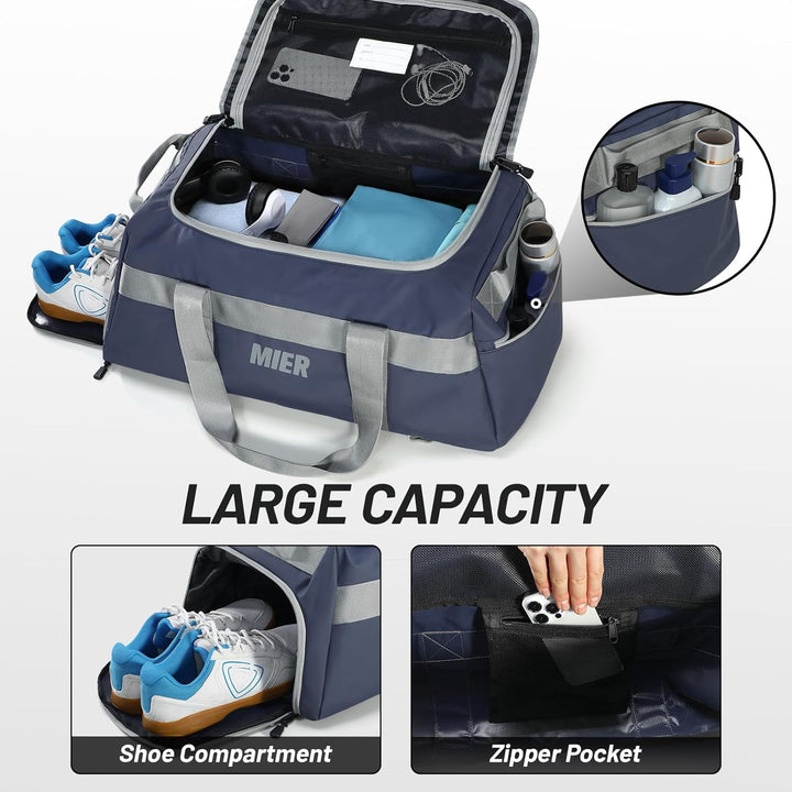 MIER Sporttasche gross Reisetasche mit Schuhfach 60L Sportrucksack Duffle Bag Fitness Trainingstasch