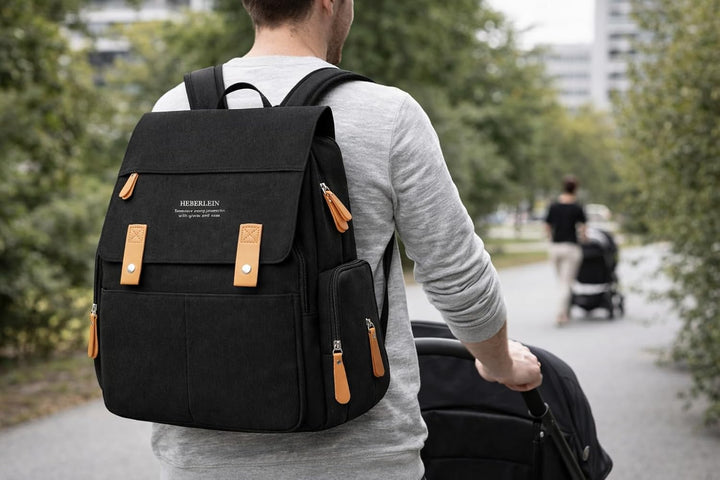 Heberlein Prestige Baby Wickelrucksack - grosse Wickeltasche für Mama & Papa, wasserabweisend mit vi