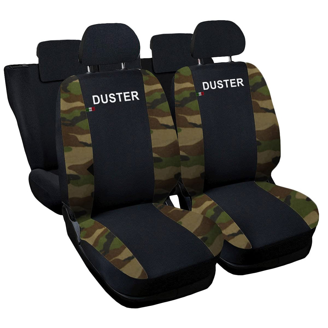 Lupex Shop Dacia Duster zweifarbige Sitzbezüge - schwarz Tarnfarbe, Schwarz