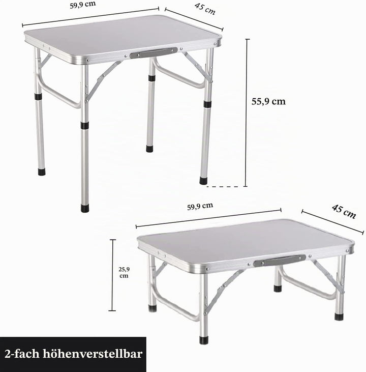 Campingtisch faltbar Klapptisch, Alu Gartentisch Tischplatt Falttisch klappbar Arbeitstisch Balkonti