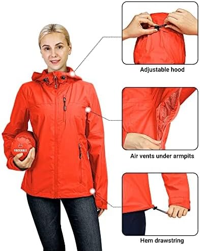 Outdoor Ventures Damen Regenjacke 10000MM Wasserdicht Leichte Gefüttert Packbar Sportjacke Funktions