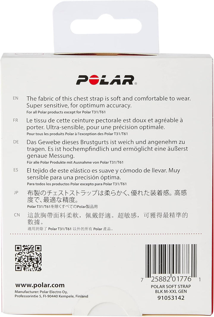 Polar Pro Brustgurt, Herzfrequenzmesser-Gürtel Modern M-XXL Schwarz (Soft), Modern M-XXL Schwarz (So