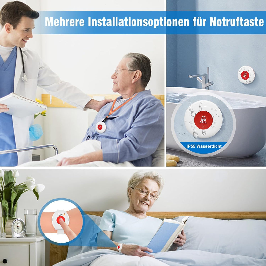 Daytech Notrufknopf für Senioren/Hausnotruf mit Notrufarmband für die häusliche Pflege Notfall Armba