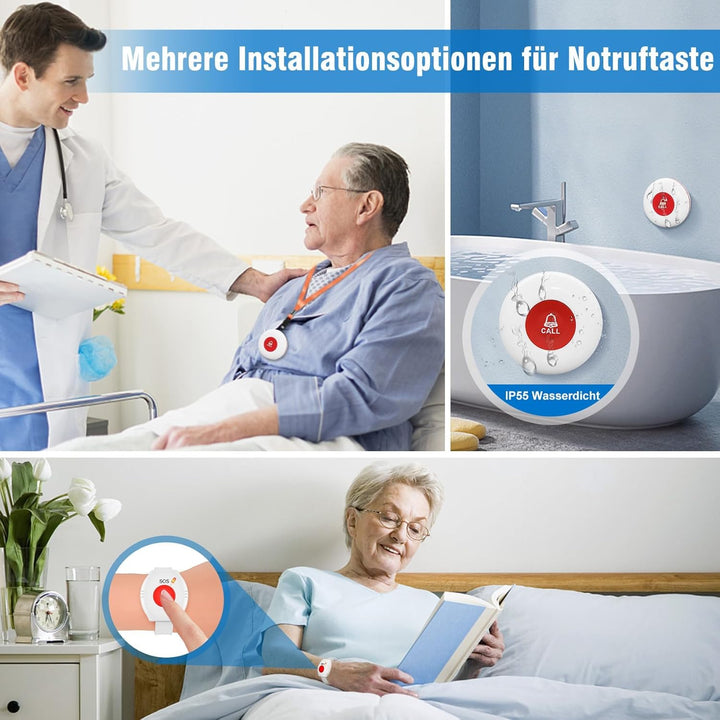Daytech Notrufknopf für Senioren/Hausnotruf mit Notrufarmband für die häusliche Pflege Notfall Armba