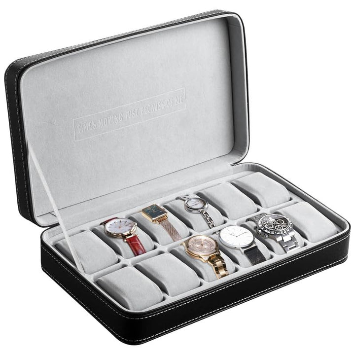 OSVINO Uhrenbox 6/10/12 Uhren Herren Schwarz Uhrenkasten Uhrenkissen aus Samt, Reise Schmuckkästchen