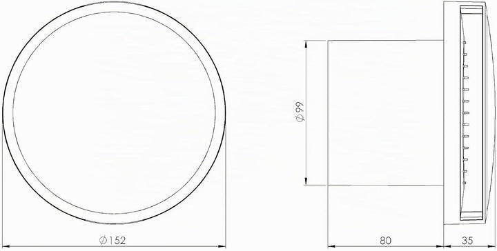 EUROPLAST Ø 100mm Wandventilator Lüfter Abluft Ventilator Küche WC Bad - Badlüfter Fan - Rund Front