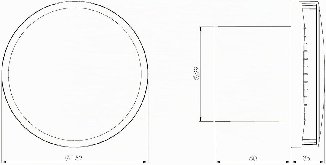 EUROPLAST Ø 100mm Wandventilator Lüfter Abluft Ventilator Küche WC Bad - Badlüfter Fan - Rund Front