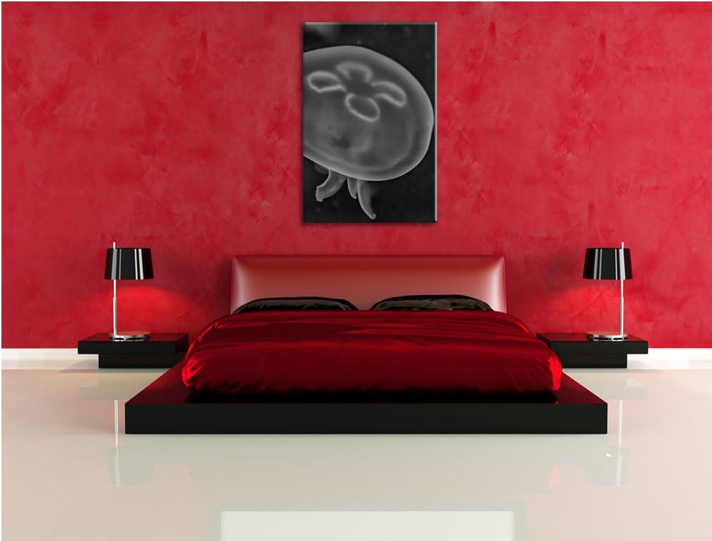 Pixxprint Leuchtend Blaue Qualle/Format: 100x70cm / Leinwandbild fertig bespannt Wandbild Kunstdruck