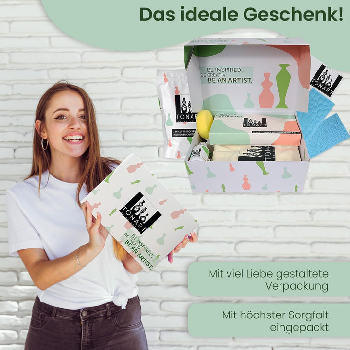 TONART BE AN ARTIST – Töpferset für Anfänger für zuhause mit lufttrocknendem Ton (ohne Brennen), Wer