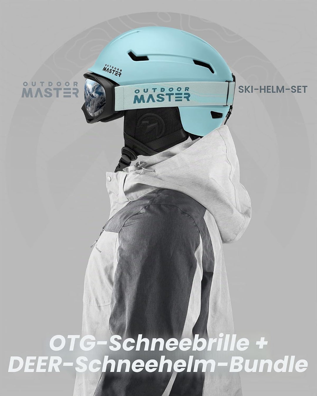 OutdoorMaster Skihelm-Set, Snowboard-Helm mit Brille für Erwachsene - 12 Belüftungsöffnungen - Skihe