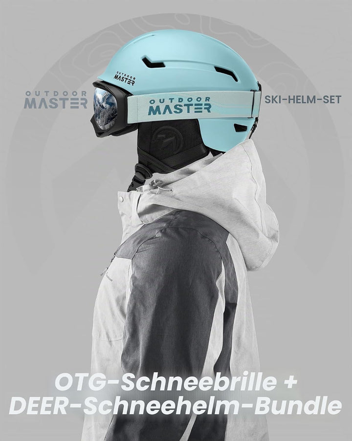 OutdoorMaster Skihelm-Set, Snowboard-Helm mit Brille für Erwachsene - 12 Belüftungsöffnungen - Skihe