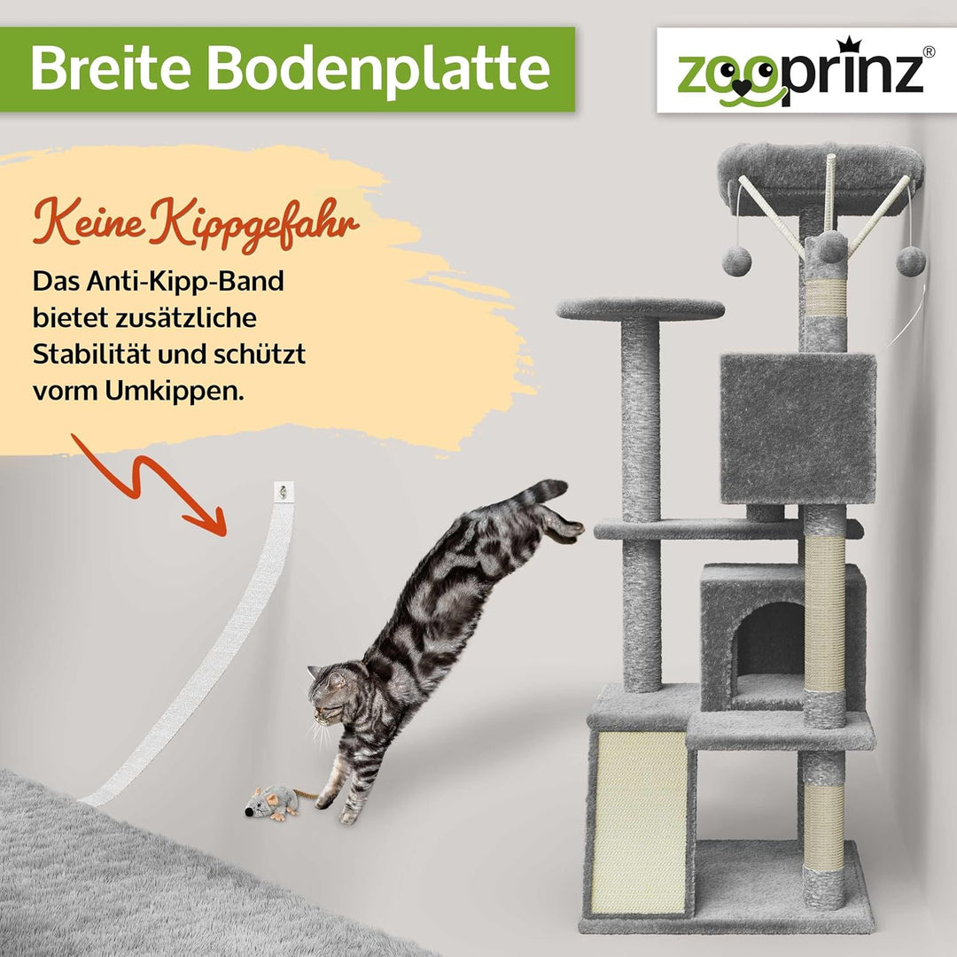 zooprinz Premium Kratzbaum – Grosser XXL Kletterturm für kleine & grosse Katzen - Breiter Kratzbaum