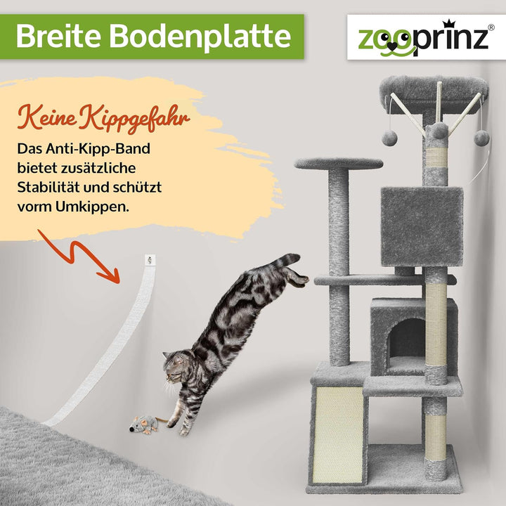 zooprinz Premium Kratzbaum – Grosser XXL Kletterturm für kleine & grosse Katzen - Breiter Kratzbaum