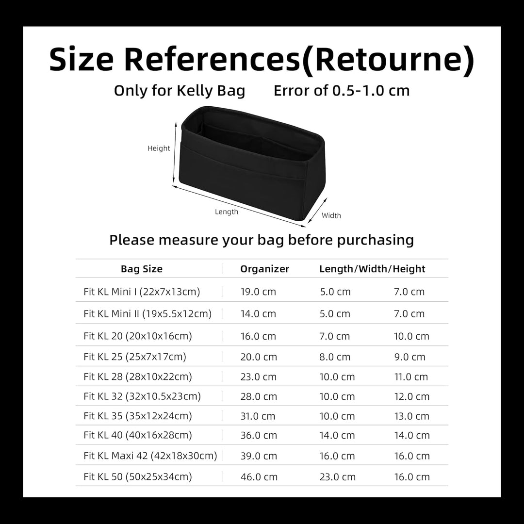 DGAZ Seide Tasche Organizer Einsatz, Organizer Innentaschen für Kelly Pochette/Mini/25/28/32/35, Tas