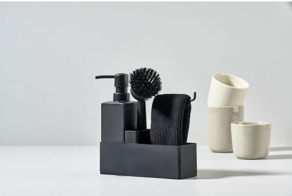 Zone Denmark Geschirrspülset, Spülorganizer mit Seifenspender/Spülmittelspender, Spültuch und Spülbü