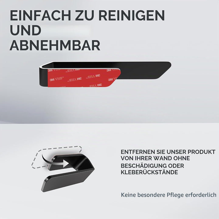 Handtuchhalter Kongsoya Schwarz aus gebürstetem Aluminium | zum Kleben | 20cm | modernes schlichtes