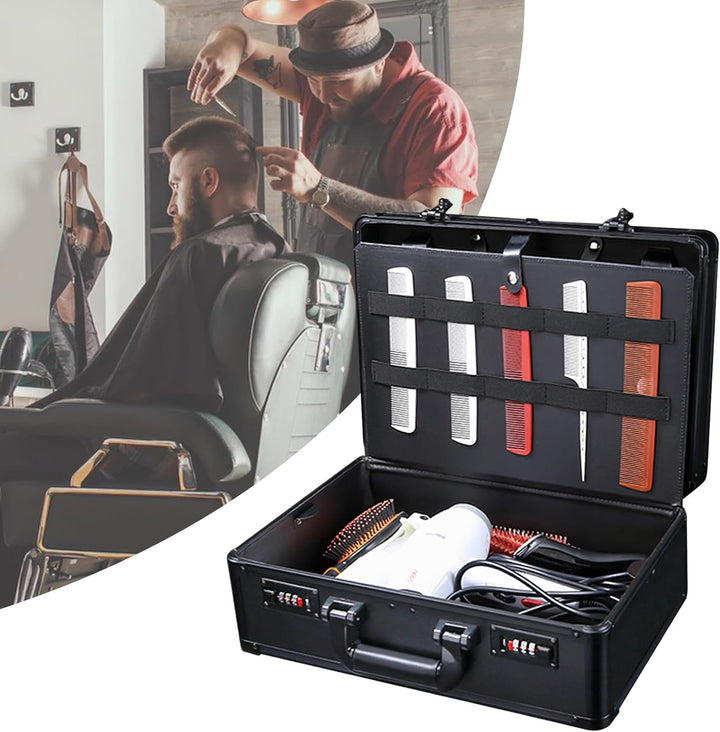 Friseurkoffer Friseursalon Koffer Tragbarer Barber Case Stylist Werkzeugkasten mit Sicherheitsschlos