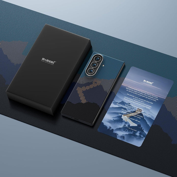 memumi Magnetische Carbon Hülle für Galaxy Z Fold 7, mit Schutzfolie, echter Aramidfaser, Ultradünn,