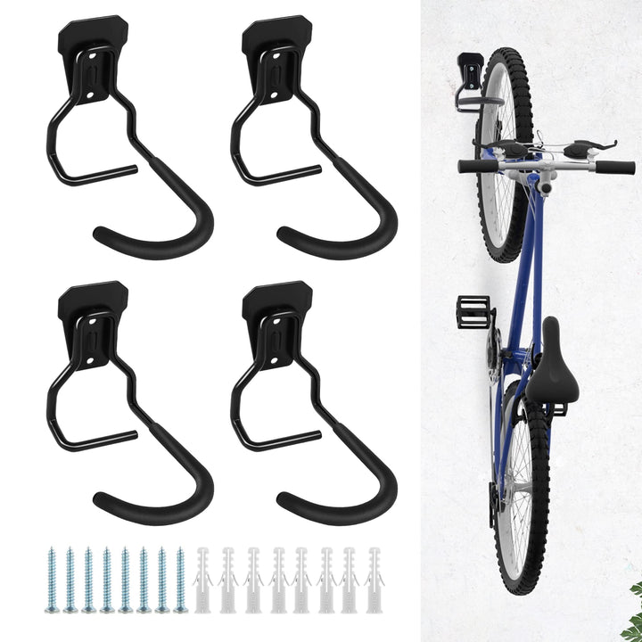 Sioner 4er-Pack Vertikale Fahrradhaken，Fahrradhalter,Heavy Duty Hooks Wandhalterung Fahrradhalter,Fa