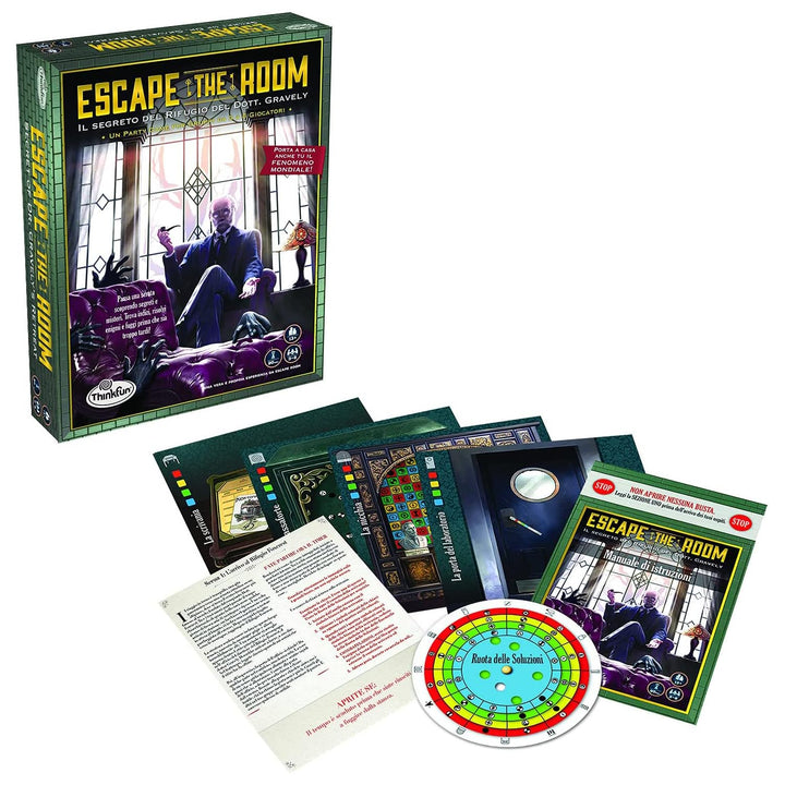 Think Fun - Escape The Room: Das Geheimnis der Zuflucht von Dr. Gravely, Logikspiel für Erwachsene,