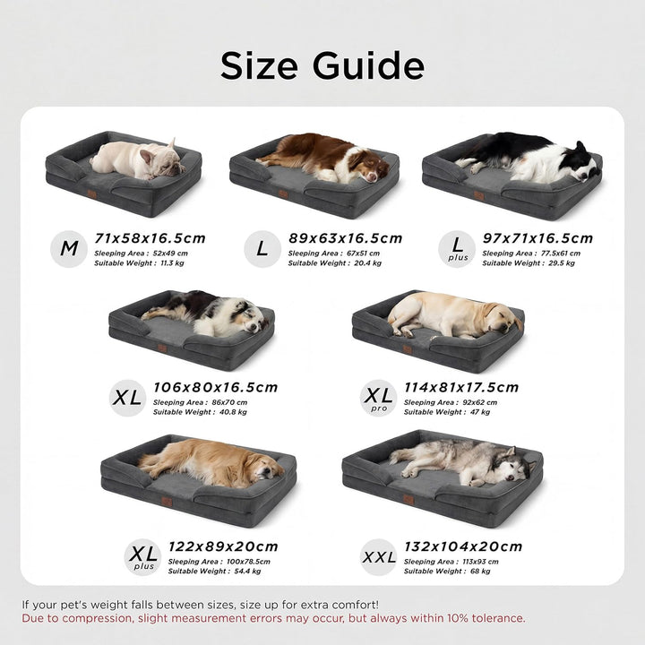 BEDSURE orthopädisches Hundebett Ergonomisches Hundesofa - 89x63 cm Hundecouch mit eierförmiger Kist