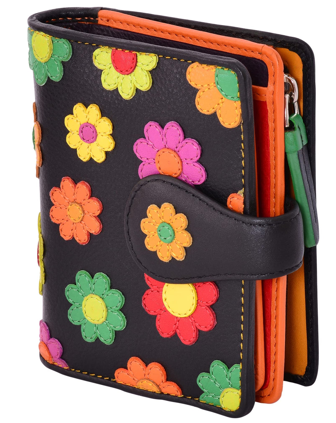 VISCONTI 100% Pur Leder Portemonnaie Damen RFID Schutz Geldbeutel Frauen Geldbörse Bifold Mehrfarbig
