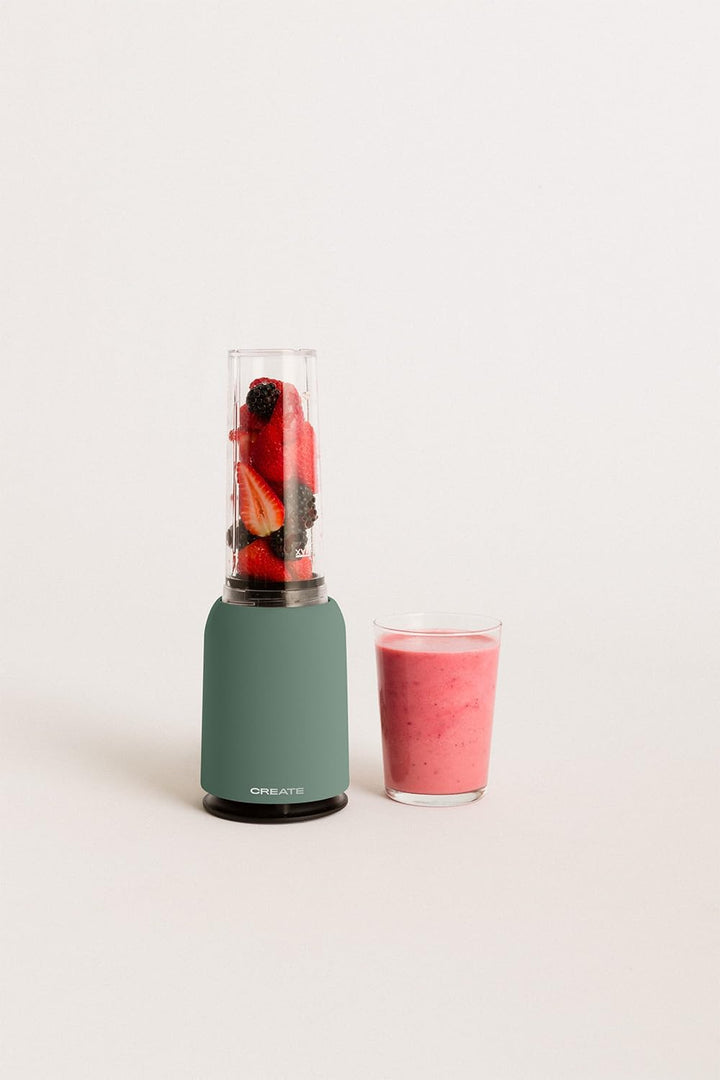 CREATE/MOI/Standmixer Salbeigrün/Mixer für Smoothies und Milchshakes, 400ml Glas, BPA-frei, tragbar,