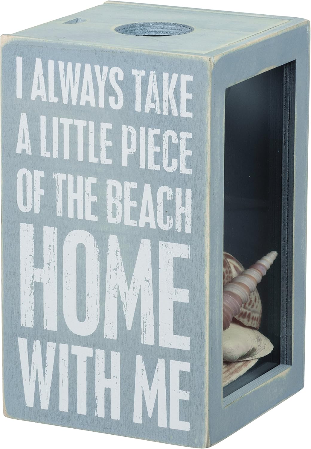 Primitives by Kathy House Decor Sea Shell Holder, 4.25 x 7.25 x 4.25-Inches, Piece of The Beach with