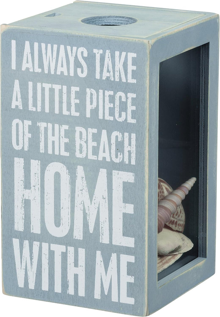 Primitives by Kathy House Decor Sea Shell Holder, 4.25 x 7.25 x 4.25-Inches, Piece of The Beach with
