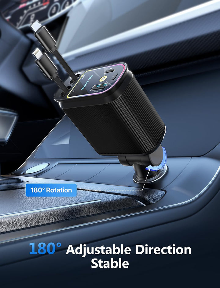 4 in 1 Zigarettenanzünder USB C 69W Auto Ladegerät Adapter, Einziehbares Sternenhimmel Auto Zubehör,