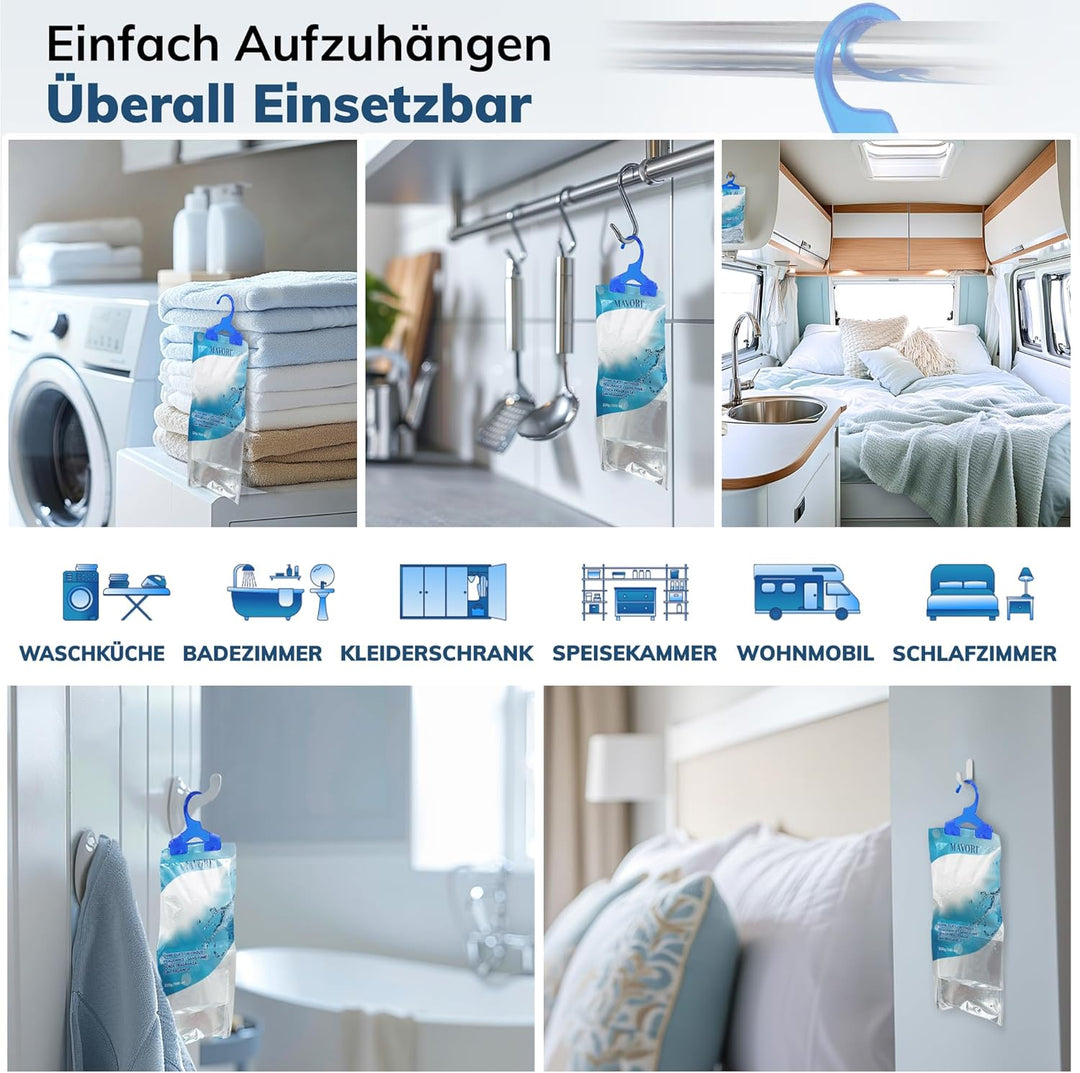MAVORI 10er Set XL Luftentfeuchter zum Aufhängen I Luftentfeuchter Beutel I Entfeuchter Schrank und