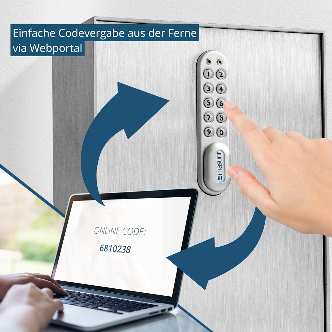 masunt Schlüsselkasten 2145 E Code | Schlüsseltresor mit innovativer Online-Codevergabe aus der Fern