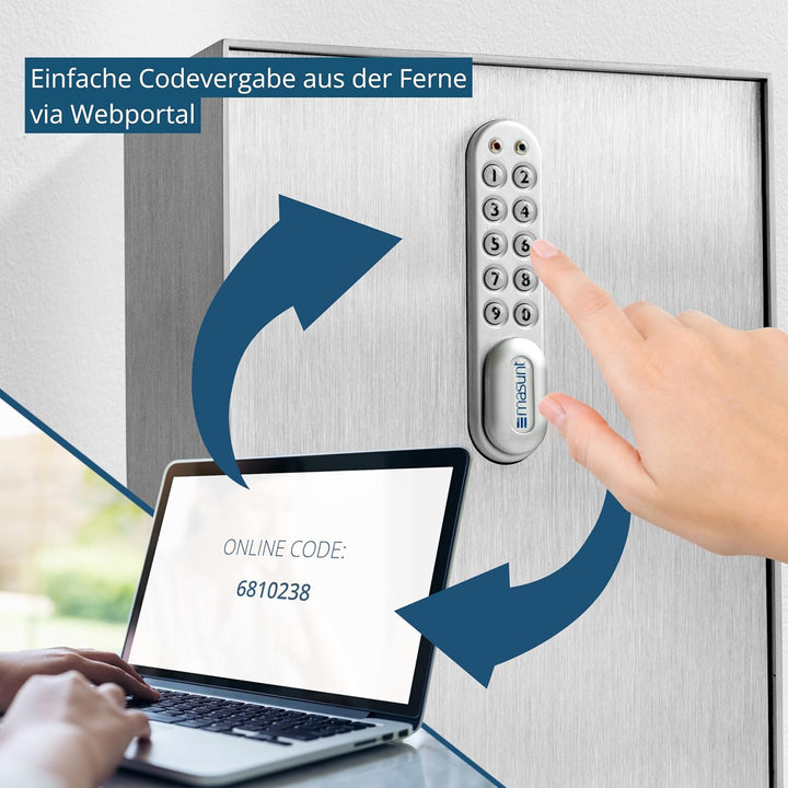 masunt Schlüsselkasten 2125 E Code | Schlüsseltresor mit innovativer Online-Codevergabe aus der Fern